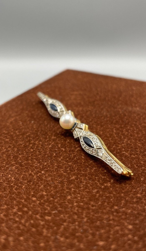 Art Deco Brillanten Und Saphire Spange