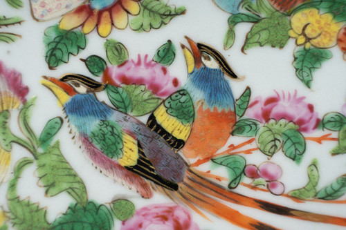 19th century Canton porcelain plate with butterfly and bird design