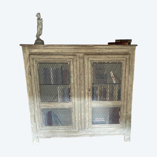 Bibliothèque en bois patine datant de la fin du 19 e siècle avec trompe l’oeil