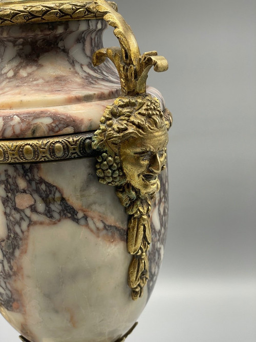 Pair Of Marble And Satyr Head Cassolette