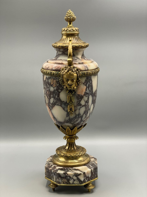 Pair Of Marble And Satyr Head Cassolette
