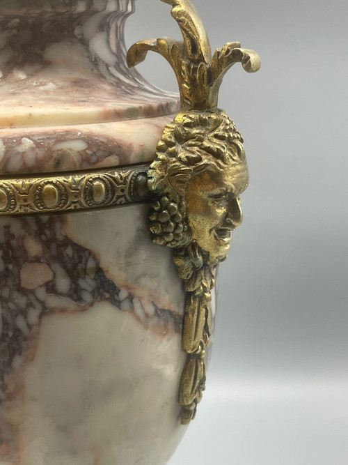 Pair Of Marble And Satyr Head Cassolette