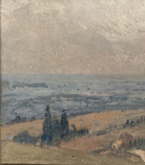 Öl auf Leinwand von Henry Grosjean Landschaft in der Bresse Jura XX.