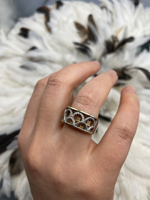 Set di anelli bicolore in oro 18kt con brillanti