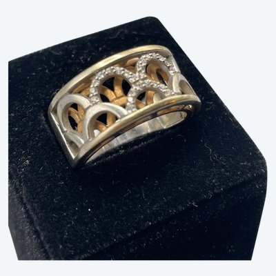 Set di anelli bicolore in oro 18kt con brillanti