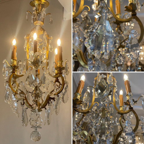 Lustre Cage De Style Louis XV En Cristal