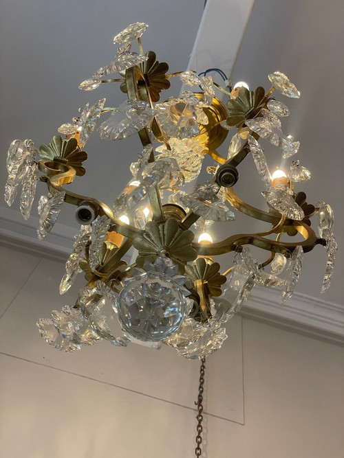 Lustre Cage De Style Louis XV En Cristal