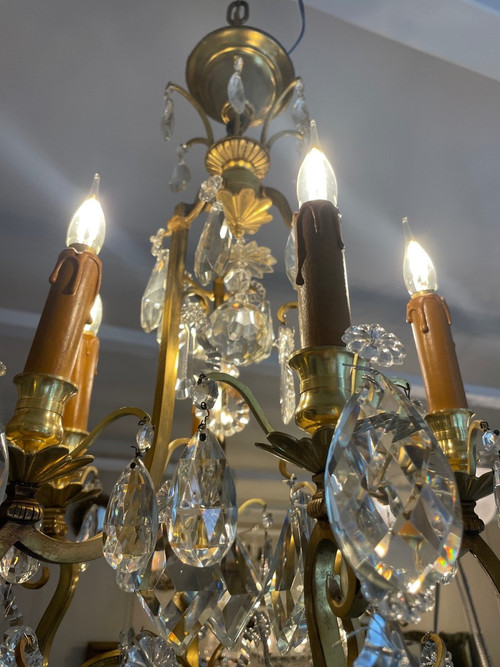 Lustre Cage De Style Louis XV En Cristal