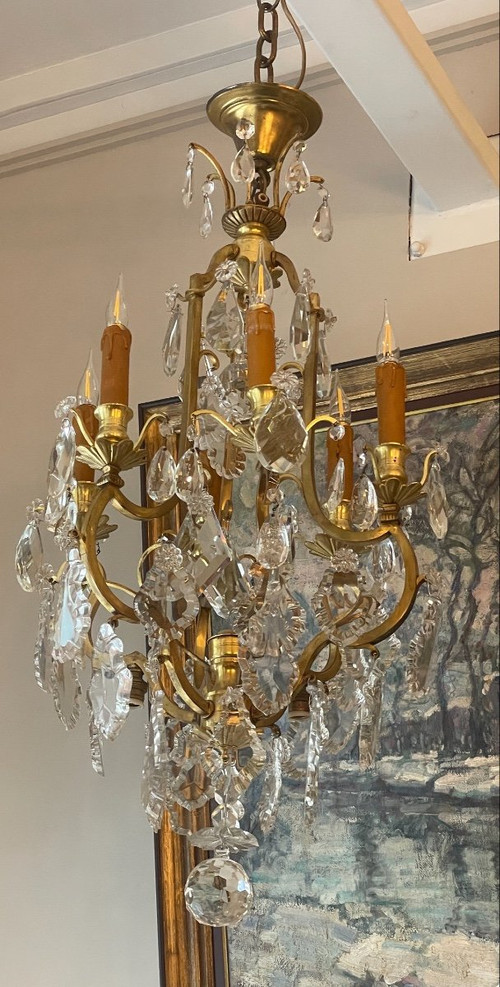 Lustre Cage De Style Louis XV En Cristal