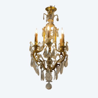 Lustre Cage De Style Louis XV En Cristal