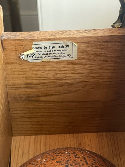 Cassettone curvo in stile Luigi XV Legno di palissandro e intarsi floreali