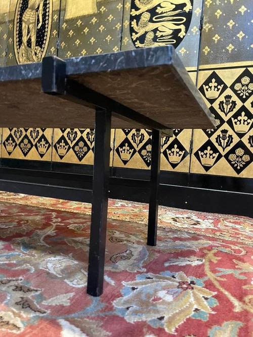 Table basse 1950/1960 en fer et marbre 