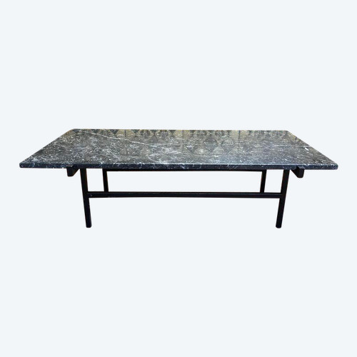 Table basse 1950/1960 en fer et marbre 