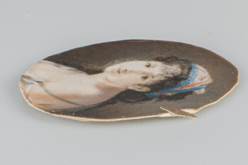 Miniature du début XIXe portrait de jeune Gitane au foulard