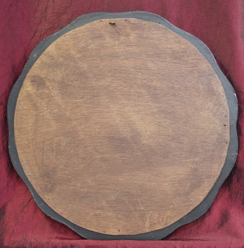 Diamètre 51 Cm , Miroir Rond Napoléon III, Bois Laqué Noir