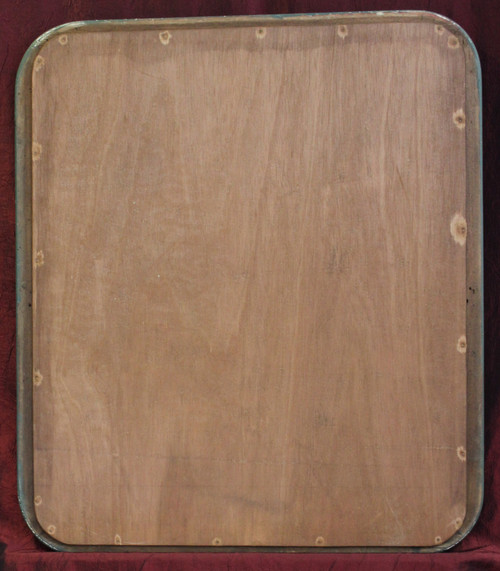 56 X 65 Cm Miroir Ancien , Moulure Louis Philippe, Patine Ton Vert Et Or