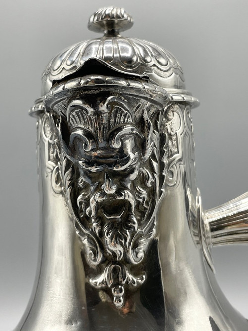 Französischer Schokoladenhersteller, Mascarons-Dekor aus Sterlingsilber, Goldschmied Léon Lapar