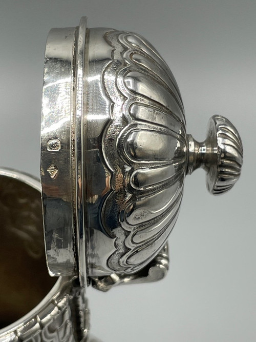 Französischer Schokoladenhersteller, Mascarons-Dekor aus Sterlingsilber, Goldschmied Léon Lapar