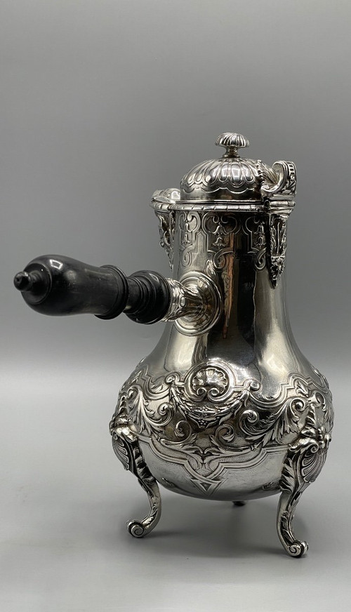 Französischer Schokoladenhersteller, Mascarons-Dekor aus Sterlingsilber, Goldschmied Léon Lapar