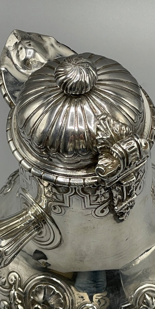 Französischer Schokoladenhersteller, Mascarons-Dekor aus Sterlingsilber, Goldschmied Léon Lapar