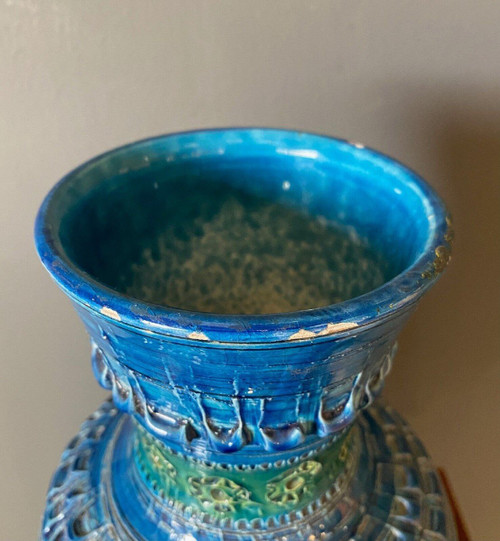 Vase by Aldo Londi for Bitossi XXth blue background
