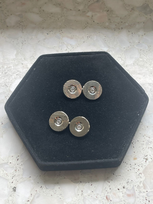 Gioielli, coppia di gemelli in oro bianco 18kt brillante