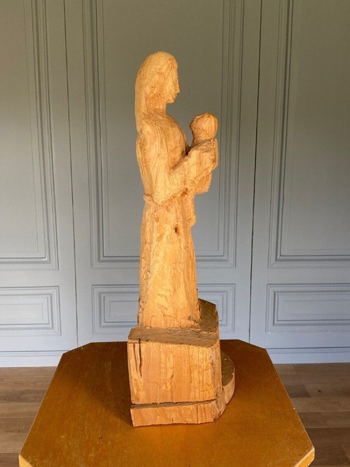 Madonna mit Kind holzgeschnitzt 1960 Künstleratelier XX.