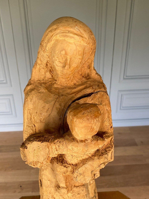 Madonna mit Kind holzgeschnitzt 1960 Künstleratelier XX.