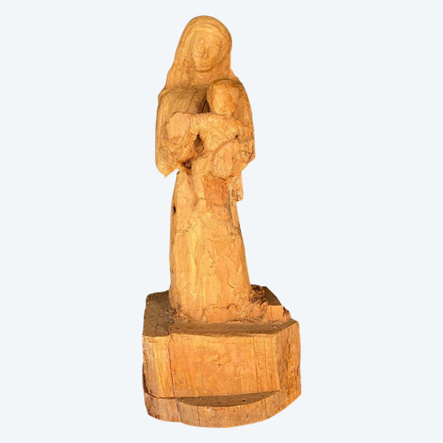 Madonna mit Kind holzgeschnitzt 1960 Künstleratelier XX.