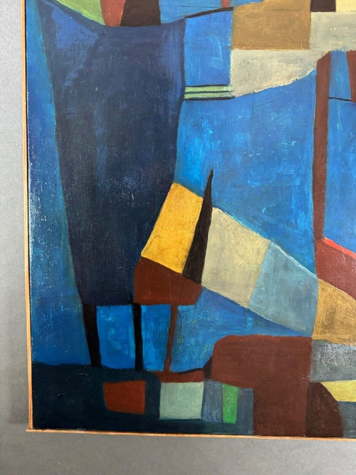 Oil on canvas by Jean Billecocq 20th century geometric abstraction