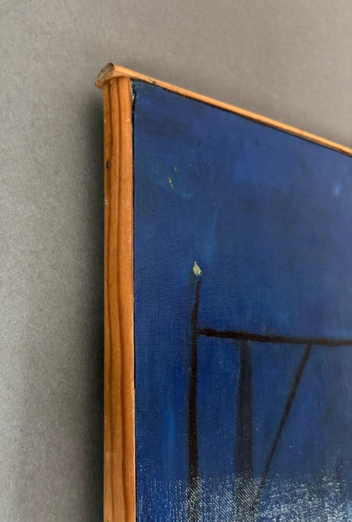 Oil on canvas by Jean Billecocq 20th century geometric abstraction