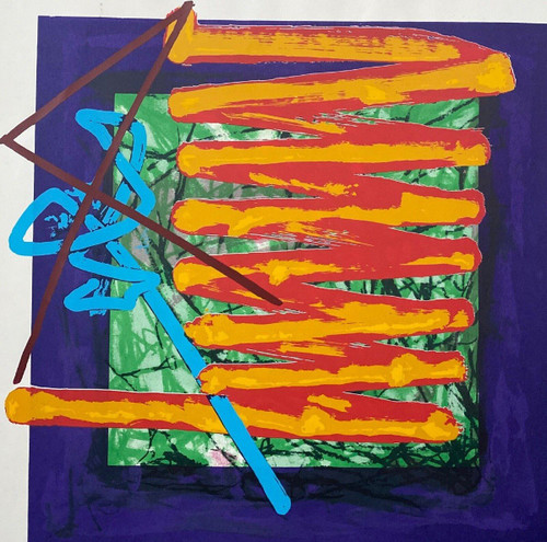 Lithograph modern composition Obstacle Race Joseph Hanly 1983