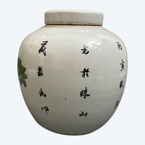 Vaso coperto in porcellana cinese del XX secolo con segni di decorazione di uccelli