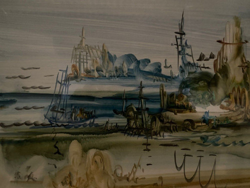 Surrealistische Zeichnung Nicole Cha-Lou (Sagte Couet) 1978 Die Merveilleuses-Inseln