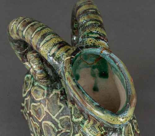 Zoomorphic Aries pitcher signed in French ceramic 20th century 1960