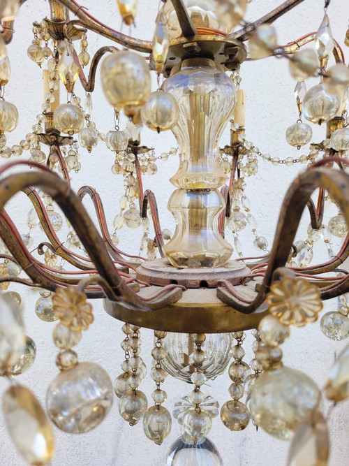 Grande Lampadario a Gabbia con Nappe a 18 Luci, Fine 800 Inizi 900