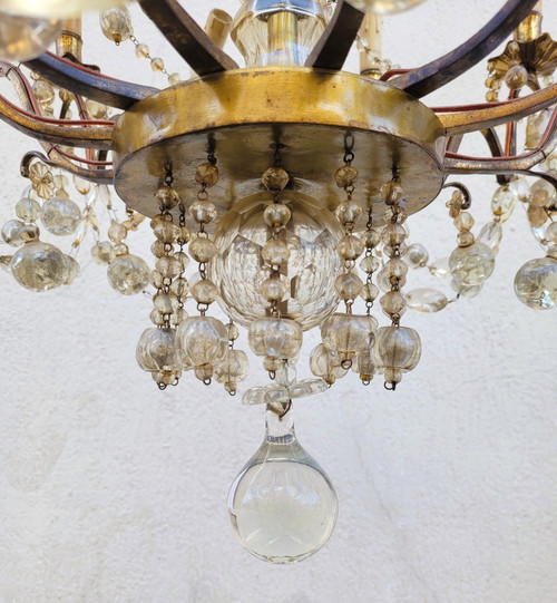 Grande Lampadario a Gabbia con Nappe a 18 Luci, Fine 800 Inizi 900