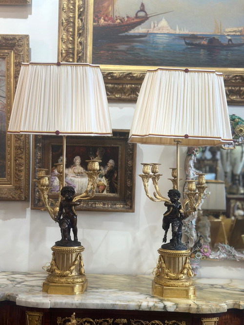 Une Importante Paire De Lampes En Bronze Doré circa 1880