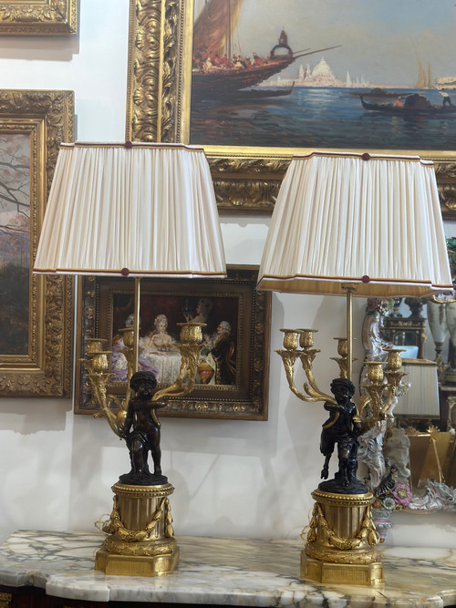 Une Importante Paire De Lampes En Bronze Doré circa 1880