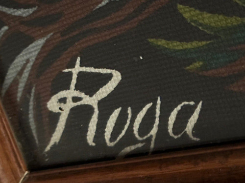 Tapestry on panel by Roga mid-20th century antelopes in the savannah