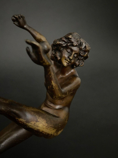 Ballerina in bronzo di Claire Jeanne Roberte Colinet Giocoliere Art Déco