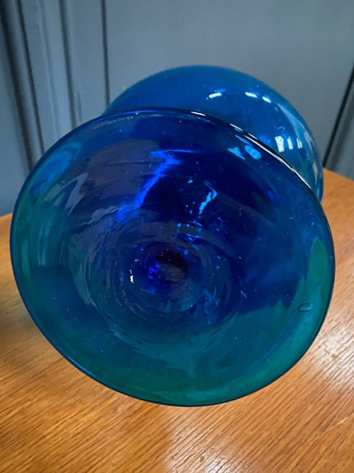 Glass pitcher blueish glass Stil Novo contemporary Italian work shower foot