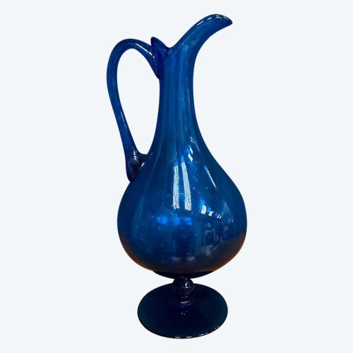Glass pitcher blueish glass Stil Novo contemporary Italian work shower foot