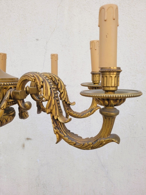 Lampadario in Bronzo in Stile Luigi XVI, XX Secolo