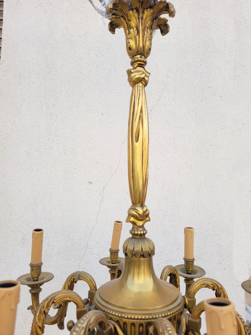 Lampadario in Bronzo in Stile Luigi XVI, XX Secolo