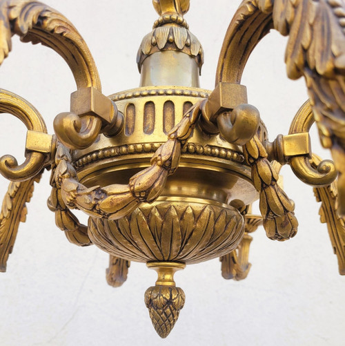 Lampadario in Bronzo in Stile Luigi XVI, XX Secolo
