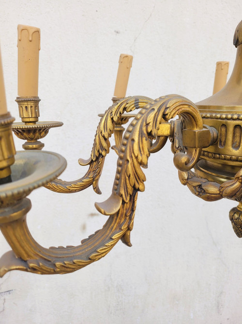 Lampadario in Bronzo in Stile Luigi XVI, XX Secolo