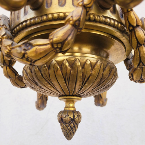 Lampadario in Bronzo in Stile Luigi XVI, XX Secolo