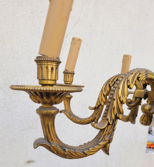 Lampadario in Bronzo in Stile Luigi XVI, XX Secolo