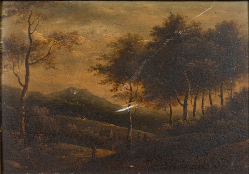 Olio su tavola Cornice sottobosco del periodo del Restauro con palmette